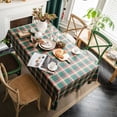 thumbnail image 3 of Christmas Style Good Woven Tablecloth Cotton Blend Beautiful Plaid Pattern Table Cover for Home Green 140*220cm, 3 of 13