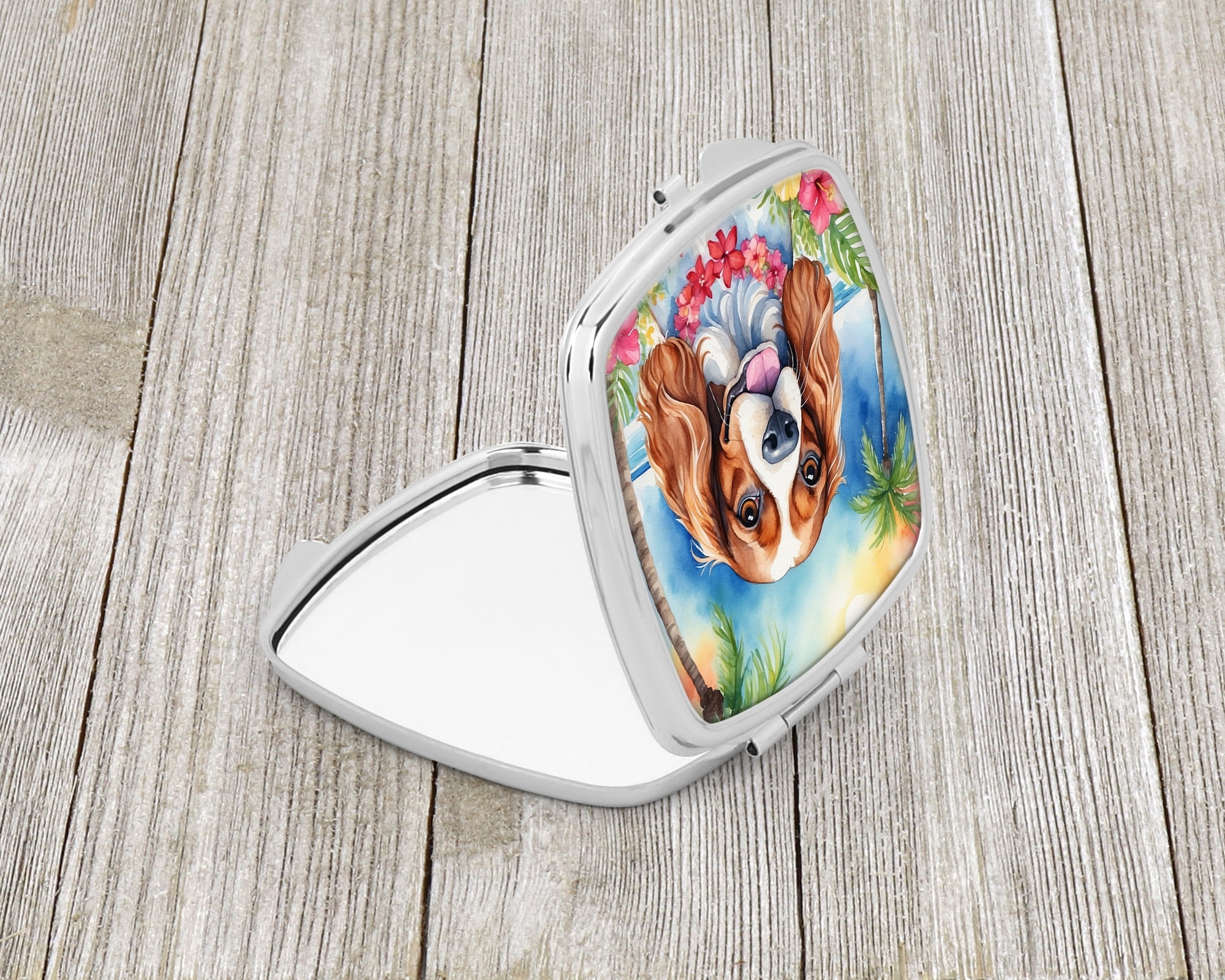 Cavalier Spaniel Luau Compact Mirror 2.75 in x 3 in