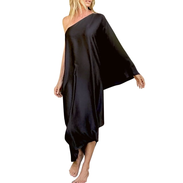 Women Beach Cover Ups Dress One Shoulder Irregular Robes Holiday Beachwear
