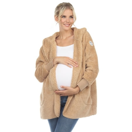 

White Mark Women s Maternity Plush Hooded Open Front Cardigan with Pockets