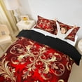 thumbnail image 2 of Erosebridal Gothic Damask Duvet Cover Queen,Red Gold Victorian Floral Bedding Sets Queen Size,Retro Aztec Theme Comforter Cover Queen,Breathable Room Decor Reversible,3 Pieces（No Comforter）, 2 of 5