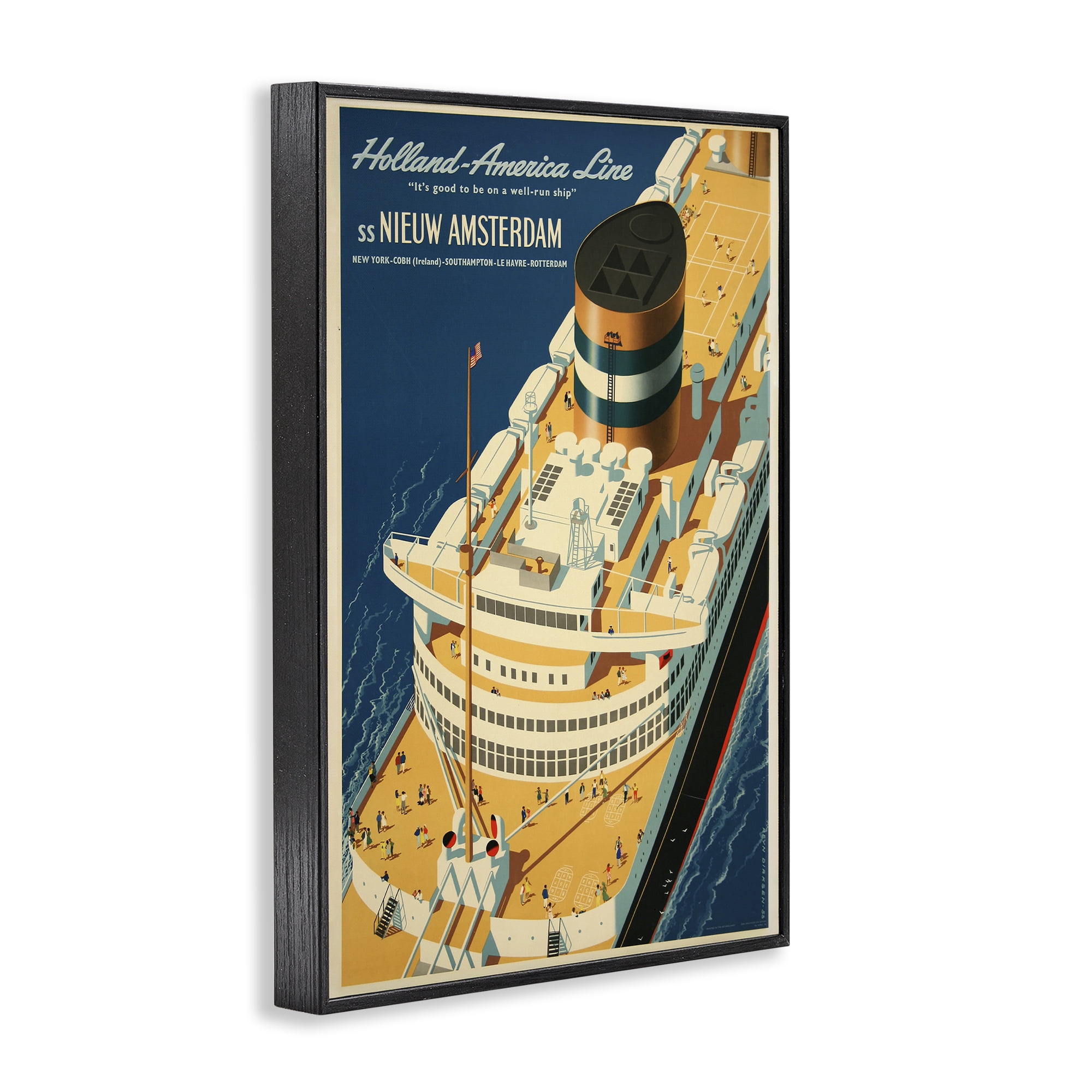 Stupell Industries Nieuw Amsterdam Cruise Ship Black Framed Giclee Art, design by Vintage Posters
