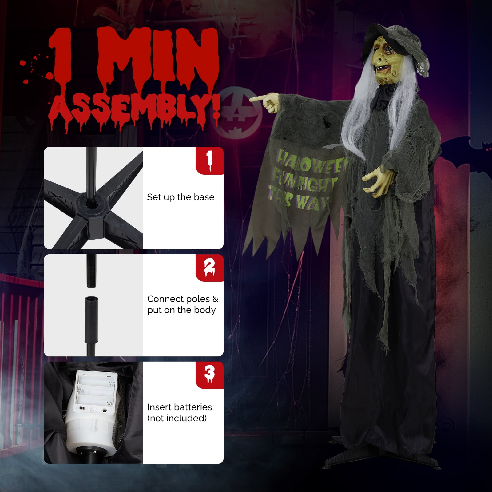 Astoutdoor 6 ft Halloween Standing Decoration with Lights and Sound