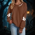 thumbnail image 2 of mgoYE Halloween Womens Clothing Halloween Sweatshirts for Women Ghost Pumpkin Long Sleeve Shirt Graphic Tees Fall Pullover Tops(Brown,S), 2 of 5
