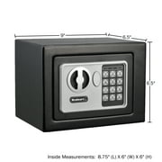 STALWART Digital Security Safe Box for Valuables – Compact Steel Lock Box with Electronic Keypad – Portable Safe for Home, Business, or Travel (Black)