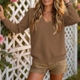 thumbnail image 5 of Horkkom V Neck Sweaters for Women Solid Color Pullover Sweaters Casual Loose Trendy Fall Sweaters XXL, Gifts for Women, 5 of 7