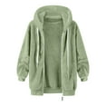 thumbnail image 5 of adviicd Women's Sherpa Fleece Hooded Jacket Zip Up Fuzzy Sweatshirts Fall Winter Warm Soft Cozy Clothes (Light Green, 4XL), 5 of 6