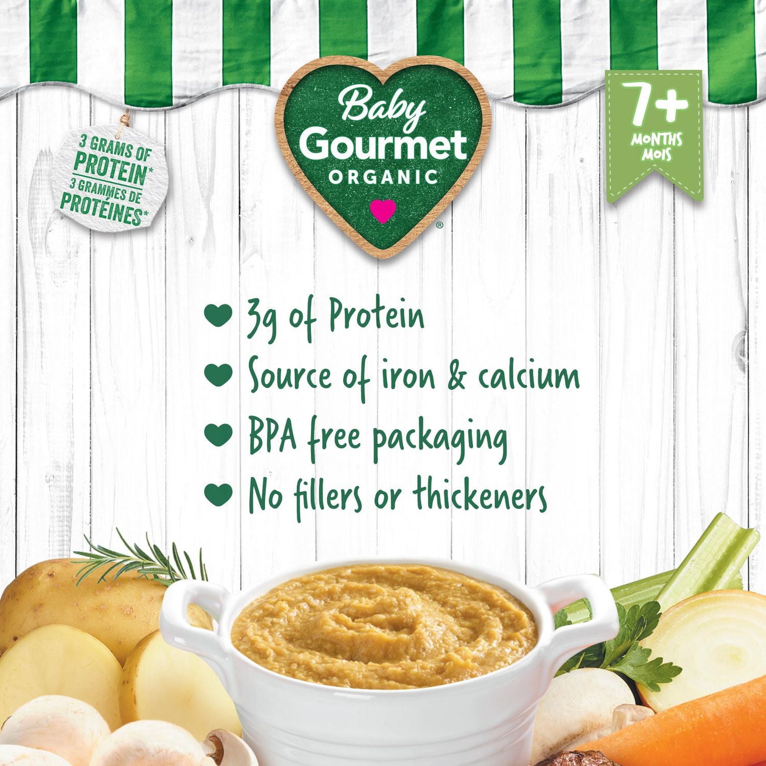 Baby Gourmet Organic Meal Veggie Beef & Barley, Puree - 128 mL