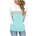 thumbnail image 2 of Yievot Color Block Hoodies for Women Drawstring Long Sleeve Hooded Sweatshirts Casual Pullover Tops with Pocket, 2 of 5