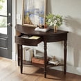 thumbnail image 2 of Tcbosik Half Moon Console Table, Modern Entryway Table with Storage Drawer and Open Shelf, Narrow Sofa Table for Living Room, Hallway, Foyer, Espresso, 2 of 9