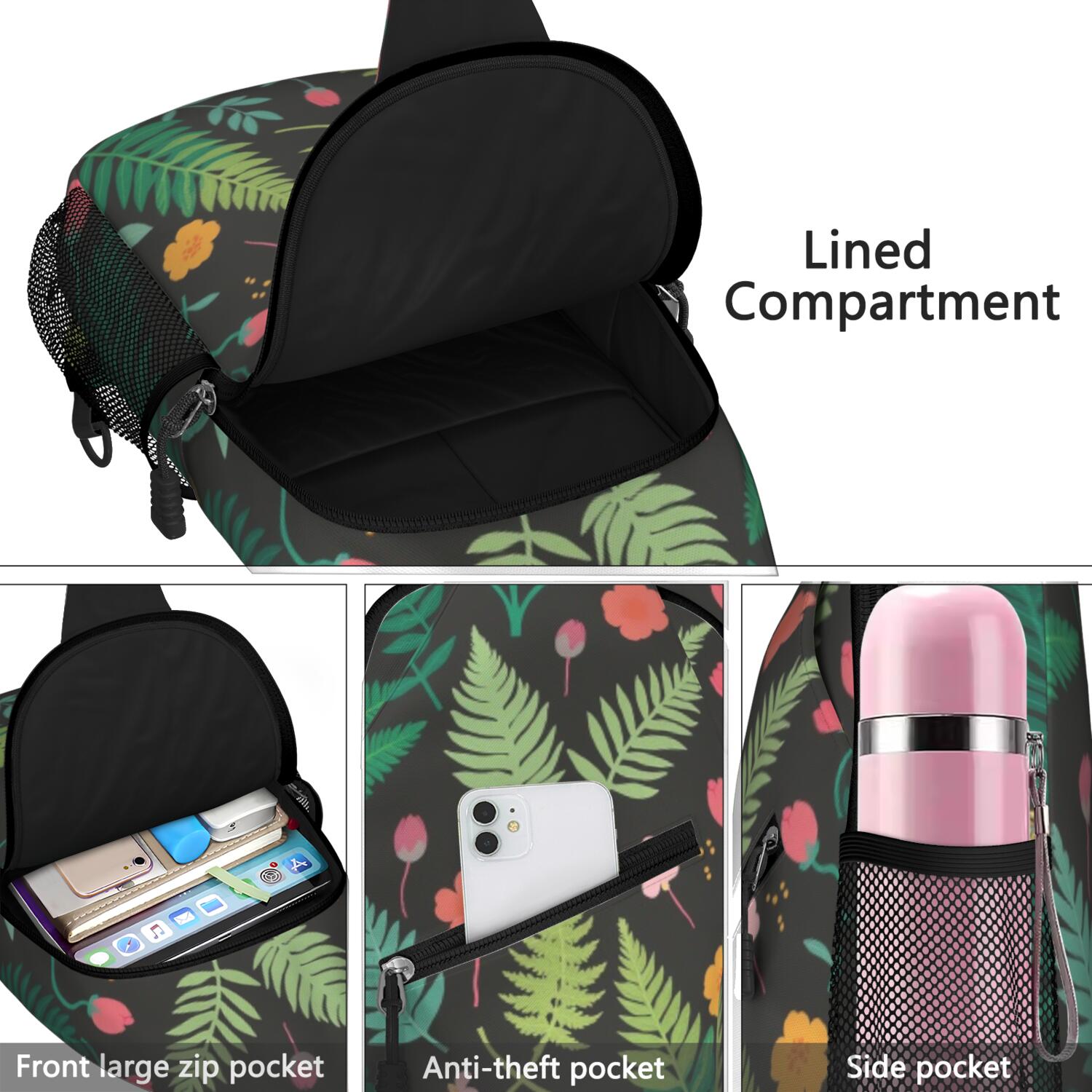 Travel Sling Bag Mushroom Hiking Daypack Crossbody Casual Bag for Men Women
