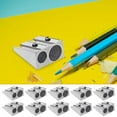 thumbnail image 2 of potrochi 10pc Pencil Sharpener, Metal Pencil Sharpener with 2 Holes, Manual Twin Metal Dual Sharpening Blade, Double Holes Rectangular Pencil Sharpener for Colored Graphite Pencils Crayons Jumbo, 2 of 8