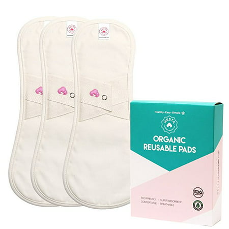 Hesta Organic Cotton Reusable Cloth Menstrual Pads (environment-friendly), Set of 3 (jumbo(overnight),