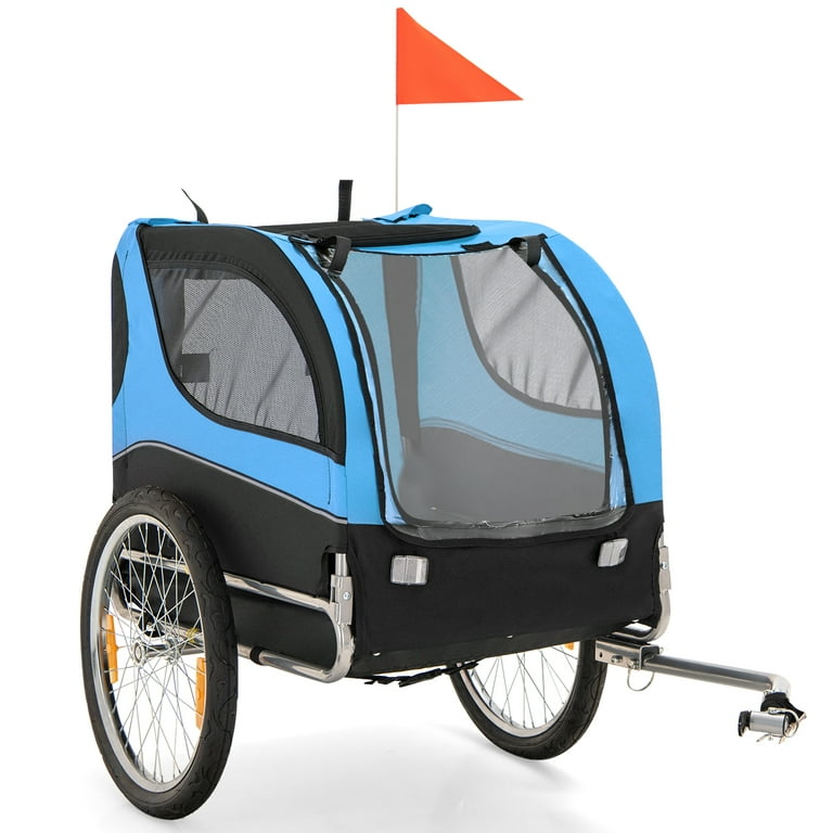 Costway Dog Bike Trailer Foldable Pet Cart with 3 Entrances for
