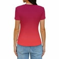 thumbnail image 3 of Womens Slim Fit Crop Tops Short Sleeve Ribbed Knit T-shirts Crew Neck Casual Base Tee 2026 Spring Summer Clothes (L, Hot Pink|Gradient), 3 of 6