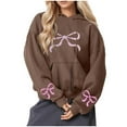 thumbnail image 5 of Byworldtasic Womens Sweatshirts Women's Bows Prints Pullover Hoodie Long Sleeve Loose Fit Solid Color Y2K Fashion Sweatshirt, 5 of 5