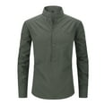 thumbnail image 3 of WREESH Men's Summer Casual Solid Turndown Pullover Long Sleeve Button Down Shirts Olive Green, 3 of 4