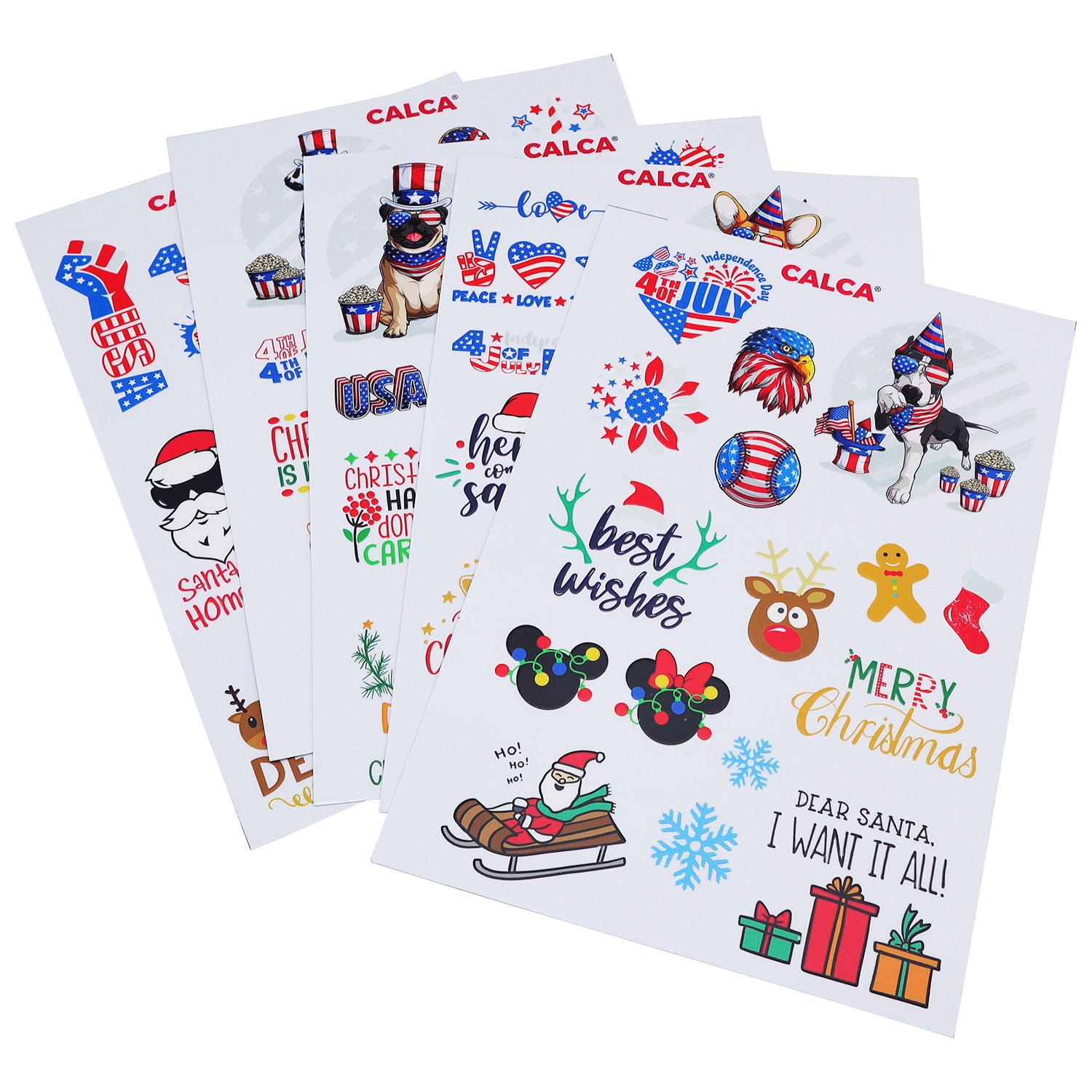 VING 5pcs Chrisimas Stickers A4 Size DTF UV Printing Stickers for