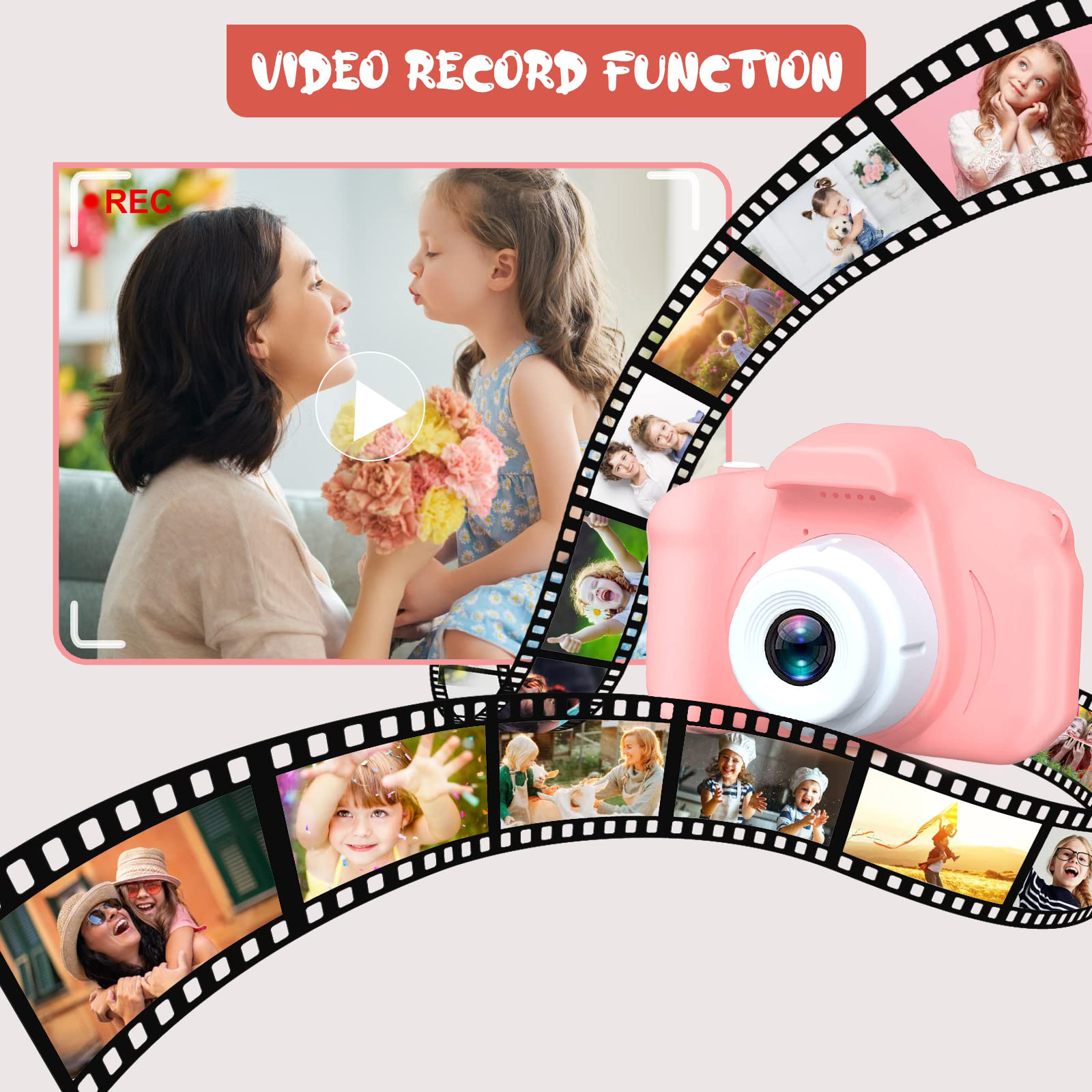 Sanmadrola Kids Camera, Dual Selfie, 20MP, 1080p, Pink, 32GB photo 4