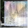 thumbnail image 4 of Ambesonne Eiffel Shower Curtain, Winter Day at Paris, 69"Wx70"L, Pink White, 4 of 5