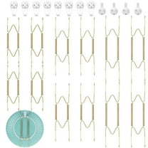 EEEkit 12pcs Plate Hangers with 12pack Wall Hooks, Stainless Steel Decorative Wire Holders for Antique China, Antique Plates, and Arts (6/8/10in)