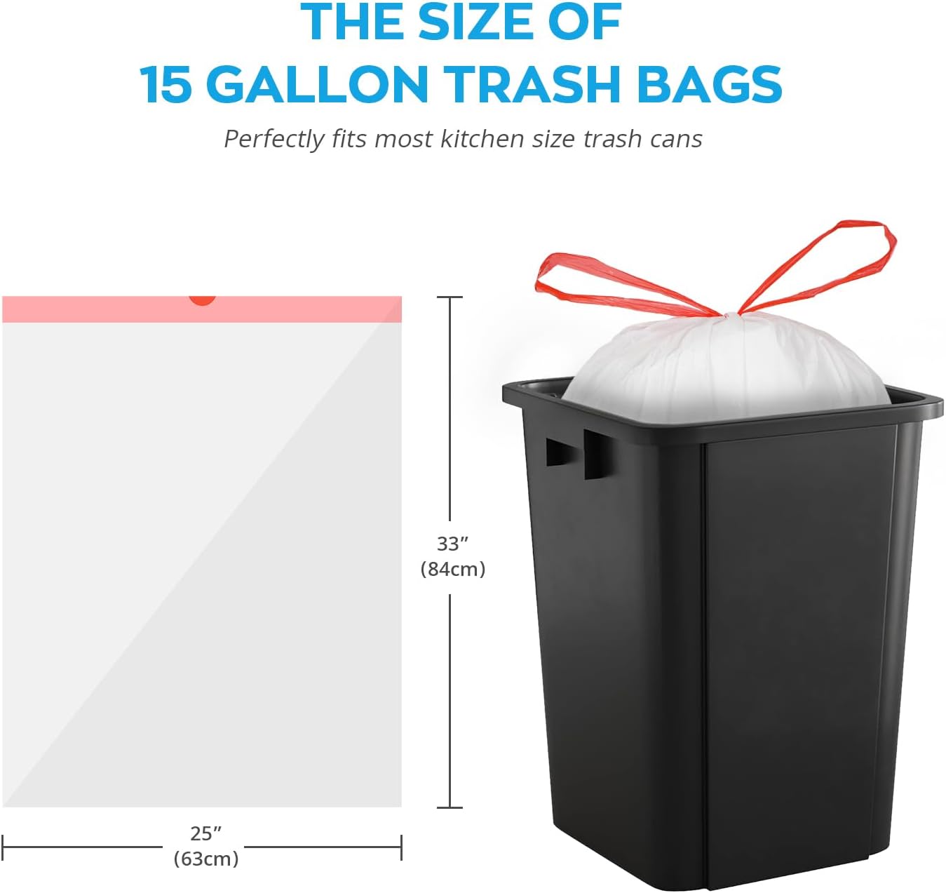 Ultra Thick Drawstring Trash Bags, Heavy Duty Large Plastic Garbage Bag, Leak Proof Trash Can Liners for Kitchen Home Office Lawn Outdoor, White