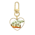 thumbnail image 1 of Delicious Fresh Mushroom Illustration Gold Heart Keychain Metal Keyring Holder, 1 of 3
