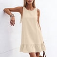 thumbnail image 4 of BUIGTTKLOP Sundresses for Women Sleeveless Mini Dresses Crewneck Ruffle Hem Loose Fitted Summer Dresses, 4 of 5