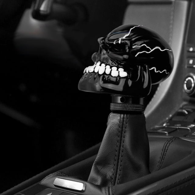 Perilla de cambio manual, perilla de cambio manual con cabeza de calavera para automóvil, perilla de cambio de marchas elegante y moderna