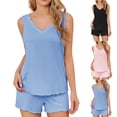 thumbnail image 2 of Fengactive Womens Sleeveless Pajama Set Summer Sleepwear Soft Pjs Sets Tank Top Shorts Loungewear, 2 of 6