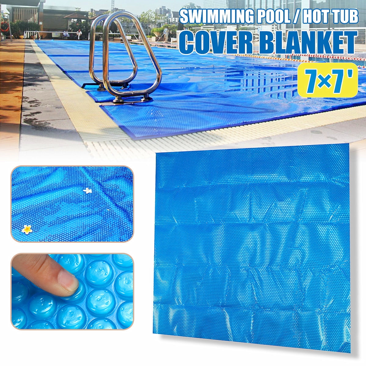 7/'x7 Ft Square Spa /& Hot Tub Thermal Solar Blanket Cover Heat Retention 15 Mil