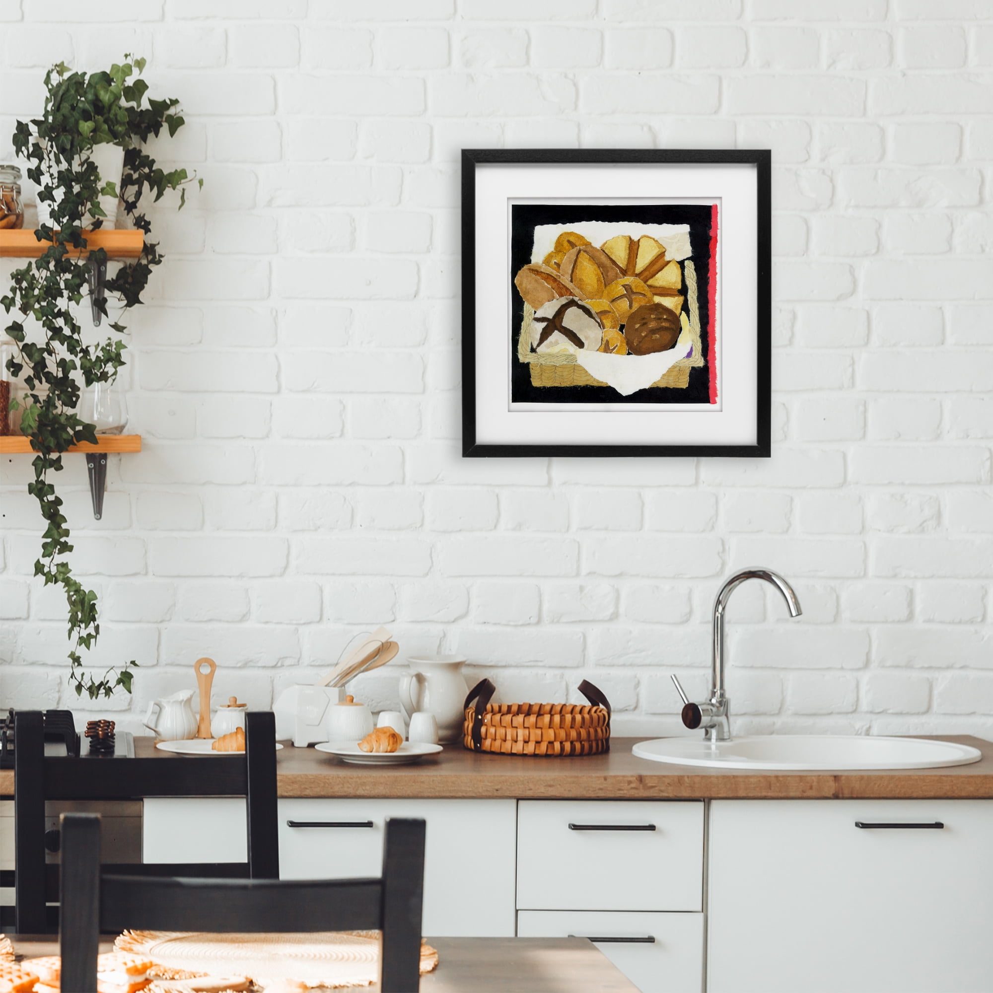 Stupell Industries Bread Box and Stripe Black Framed Print Under Glass, design by Nancy Overton