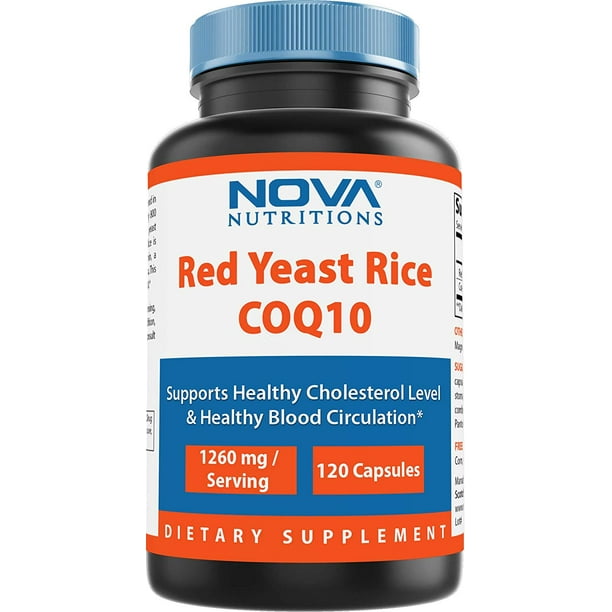 Nova Nutritions Red Yeast Rice 1200 mg. COQ10 60 mg (Citrinin Free