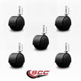 thumbnail image 2 of 2 Inch Floor Safe Black Hooded Twin Wheel Caster 5/16 Threaded Stem Set 5, 2 of 2