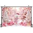 thumbnail image 3 of 5x3ft Pink Christmas Backdrop Winter Wonderland Snowman Photo Backdrop Snowflake Xmas Tree Photography Background Girl Baby Shower Party Decorations Photo Props, 3 of 5