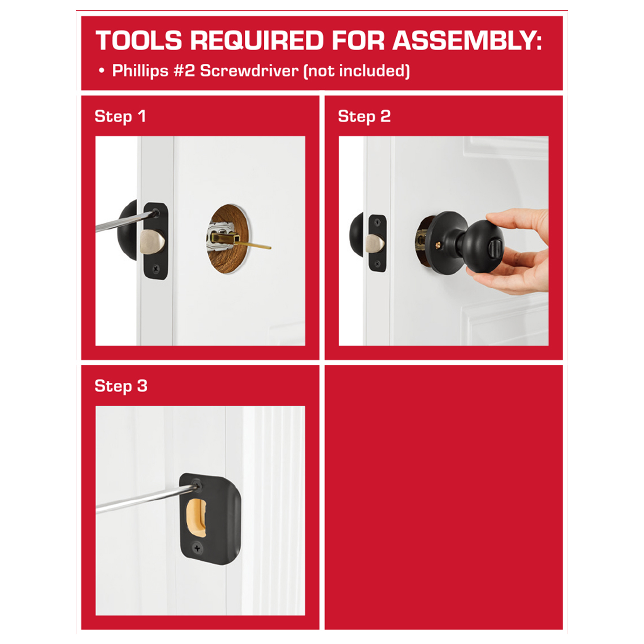 Hyper Tough Privacy Bed & Bathroom Mushroom Doorknob, Matte Black photo 4