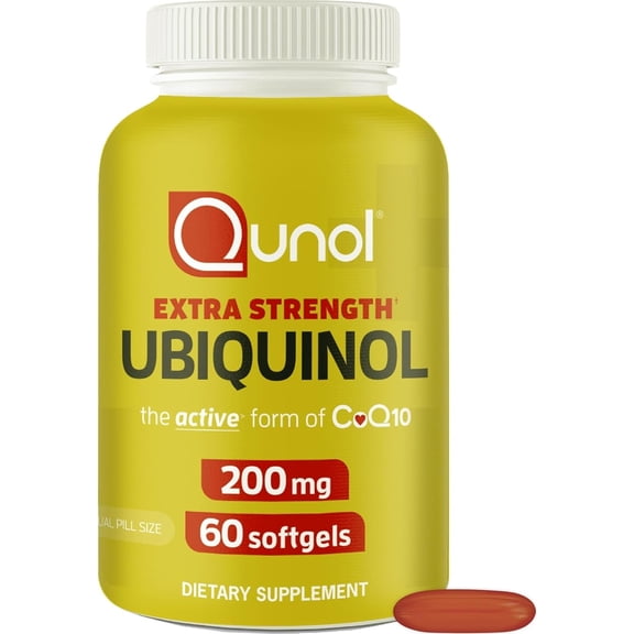 Qunol Ubiquinol CoQ10 Softgels, 200mg, Extra Strength, Heart Health Supplement, 60 Count