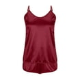 thumbnail image 4 of Sling Pajama Set for Women, Solid Color Sleeveless Round Neck Matching Top and Shorts, Hand Wash Cold, All-Season Lingerie Set, 4 of 8