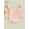 thumbnail image 4 of ZAXARRA Bébé Fille Romper, Manches Longues Col Rond Fleurs Lettres Imprimer Boutons Printemps Automne Court Romper, 4 of 8