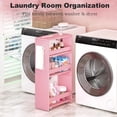 thumbnail image 4 of Rolling Storage Cart 7.9" W, 4-Tier Kitchen Cart with Wheels Handle, Slim Storage Cart Mobile Shelving Utility Carts for Bathroom Laundry Room Organization Narrow Places (Pink), 4 of 17