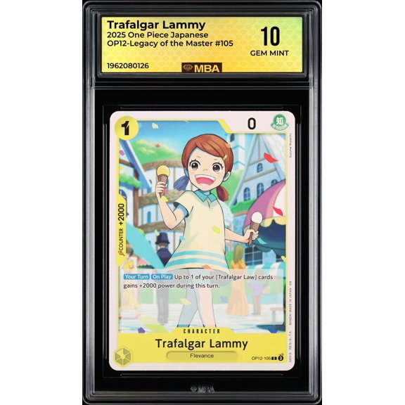 Graded 10 One Piece Japanese OP12 Legacy of the Master Trafalgar Lammy #105 MBA 10 2025