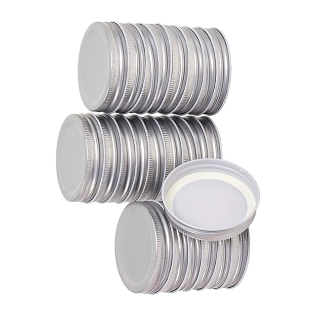 Billuyoard 24 Uds. Tapas de tarro de conservas de boca ancha de 70mm tapas de almacenamiento de sellado tapas de repuesto Cocina y Comedor Plata Billuyoard HA000145-02B