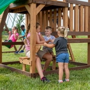 Backyard Discovery Highlander Cedar Wood Swing Set, Wave Slide, Three-Story Clubhouse
