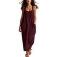 thumbnail image 2 of YuXingFu Womens 100% Cotton Dresses Maxi Sleeveless Plus Size Womens Dress Crew Neck Classic Bohemian Style Long Casual Summer Wine XL, 2 of 8