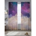 thumbnail image 2 of Modern Sky Sheer Curtains 96 inches Long 2 Panels Set Meteor Purple and White Tiers Sheers Rod Pocket Small Window Short Curtains for Kitchen Cafe, Each 52" W x 96" L, 2 of 7