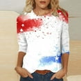 thumbnail image 2 of Women's Red White and Blue Shirts 3/4 Sleeve Stars Stripes Tshirts Independence Day Patriotic Tops American Flag Tunic Tees, 2 of 5
