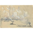 thumbnail image 2 of Joseph Pennell 14x11 Gold Ornate Wood Frame and Double Matted Museum Art Print Titled - Tugs, 2 of 4