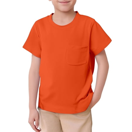 Kids Shirts Casual Short Sleeve Boys Shirts Orange Shirts Boys Summer T-Shirts Boys 8-9 Years Clothes