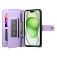 thumbnail image 6 of Crossbody for iPhone 13 Phone Case Wallet with Card Slots Zipper Pocket, PU Leather Magnetic Shoulder Strap Purse Cover with Flip Kickstand for iPhone 13 Women Girls, Purple, 6 of 10