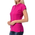 thumbnail image 3 of Basico Fuchsia Polo Collared Shirts For Women 100% Cotton Short Sleeve Golf Slim Fit Polo Shirts For Women and Juniors, 3 of 4